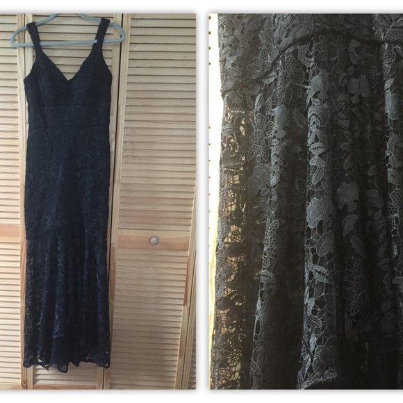 NICOLE MILLER LACE SHEER HEM GOWN Size 2 - Picture 5 of 16